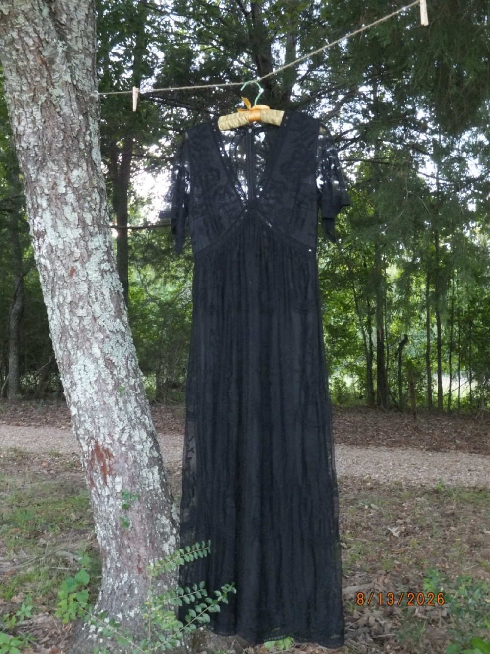 Pinkblush Maternity Black Lace Maxi Dress with V-Neck
